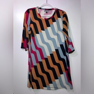 ⬛️ DUSEN DUSEN geometric graphic 3/4 sleeve shift dress, S — GUC